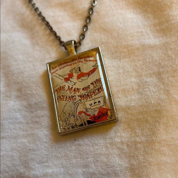 Silver Tone Pendant Necklace The Man on the Flying Trapeze Circus 🎪 Theme 24” - Picture 1 of 14